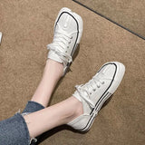 Women Canvas Shoes Female Height Increasing Casual Vulcanized Sneakers Woman Solid Espadrilles Lace-Up Red White