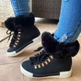 Breakj Short-Haired Long Hairy Leather Snow Boots Women's Wind Plus Thick