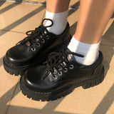 Breakj Small Leather Shoes Female 2023 New British Wind Platform Platform Shoes Ins Flat Versatile Single