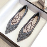 Women's Ballet Flats 2024 New Rhinestones Flat Casual Loafers Female Plus Size 43 Slip on Boat Shoes Chaussure