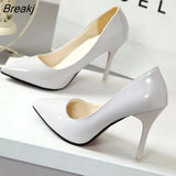 Women Shoes Pointed Toe Pumps Patent Leather Dress High Heels Boat Shoes Wedding Shoes Zapatos Mujer