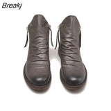 Double Zipper Non-slip Bottom Mens Single Boots Plus Size Men's Motorcycle Boots Chelsea Boots Men Leather Dress