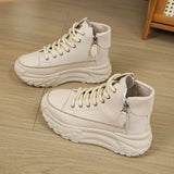 Women High Top Boots 2024 Spring Lace-up Platform Sneakers Non-slip Sneakers Comfy Outdoor Running Shoes Casual Tenis De