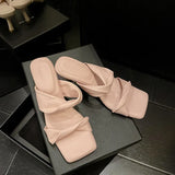 Spring And Summer New High-Heeled Simple Sandals Girls Wear Square Head Shit Feeling High-Heeled Sandals In