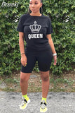 Juicy Print Tracksuit Women Round Neck Short Sleeve Tshirt And Shorts Two Piece Sets Summer Sporty Fitness Outfits