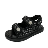 Sandals Summer New Flat British Wind Embroidery Thick-soled Casual Casual Roman Fragrance Designer Shoes