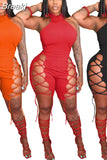 Hollow Out Sexy Jumpsuits Women Shorts Summer Bandage Rompers Solid Black Halter Female Sexy Nightclub Party