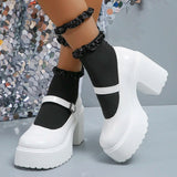Y2K Chunky Platform Pumps Women 2023 Punk Style Thick Heels Mary Jane Shoes Woman Plus Size Buckle Strap Gothic