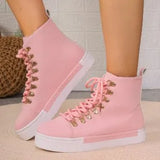Shoes Women's Thick-Solle Shoes 2025 New Round Head High-Top Casual Board Shoes