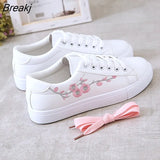Spring Fashion Breathble Vulcanized Shoes Women's Sneakers PU Leather Platform Female Lace Up Casual Footwear White
