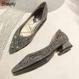 Rhinestone Ladies Shoes Sexy Red Sole Women's Autumn 2023 Full Drill Flat Shoes Large Size 43 Female Ballet Flat
