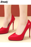 Pointed Stiletto High Heels Shoes Sexy Shallow Mouth Single Shoes Plus Size 35-45 Women's Work Dress Shoes High Heel