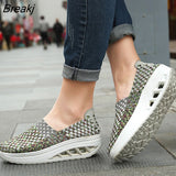 Women Sneakers Canvas Shoes Wedges Increased Thick Platform Shoes Woman Woven Breathable Casual Sneakers Ladies Tenis