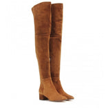 Winter Women Over-the-knee Boots Round Toe Mid-heel Faux Side Zipper Plush Botas Mujer Classics Suede Thigh High