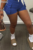 Summer Cargo Shorts Sets Women Sexy Short Pants Street Trousers 2023 Bow Lace Up Crop Top + Hight Waist Pockets