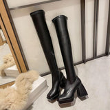 Thick Heels Over The Knee High Boots for Women Punk Style Autumn Winter Chunky Platform High Boots Party Shoes
