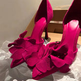 Woman High Heeled Shoes Sweet Rose Closed Toe Footwear 2023 Summer Slingback Pointed Fashion Dress Ladies
