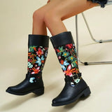 New Fashion Women's Boots Knee length Embroidery Vintage Shoes Ethnic Style Winter Zipper Lace Up