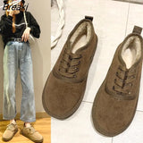 Women Autumn and Winter Outside Wearing 2021 New Thick-soled Bean Shoes A Foot Snow Boots Plus Velvet Warm Cotton Shoes