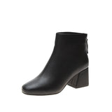 Spring Autumn Season Leather New Back Zipper Versatile Women Solid Color Fashion Boots High Heels Women's Shoes