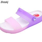 Woman Summer 2023 New Multicolor Transparent Fashion Slippers Female Rome Peep Toe Beach Soft Casual Jelly Sandals