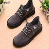 Canvas Shoes Women Autumn Winter Shoes High Quality Ladies Casual Shoes Lace up Women's Flats