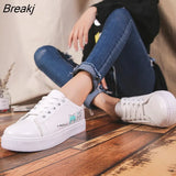 Women's Sneakers Leather Shoes Spring Trend Casual Flats Sneakers Female Fashion Comfort White Vulcanized Platform Shoes