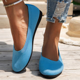 and Autumn 2024 New Outwear Solid Color Oversized Shallow Cut Shoes Women's Knitted Comfort Flat Shoes