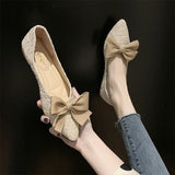 Footwear with Bow Black Women's Shoes Pointed Toe Flat Free Shipping Cheap Luxury Low Price Comfortable and Elegant A