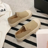 Soled Canvas Loafer Shoes for Women's Design Sense Board Shoes Biscuit Shoes Color Matching Slip on Flats Casual