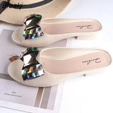 Slippers Women's New Women's Half Slippers Outer Wear Set Feet Fashion Rhinestone Flat Heelless Women's