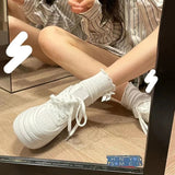 Woman Casual Shoes Lace-up Platform Running Sneakers Women Comfort Shoes Female Flat Fashion White Sports Shoes