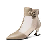 New Thick Heel Women Boots Pointed Toe Retro British Style Sandals Women Mesh Breathable Women Shoes Shoes for