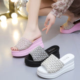 white pink slippers Flip Flops Women shoes Slippers Platform Summer Shoes Open Toe Wedges Sandals Ladies Shoes women
