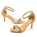 Breakj Cm Temperament Shallow Word With Fine Heel Sandals Imitation Pearl Wedding Shoes Sexy Fish Mouth Summer Sandals Size