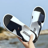 Men's Summer Sandals Original Leather Comfortable Slip-on Casual Sandals Fashion Men Slippers Zapatillas