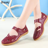 Genuine Leather Women's Summer Sandals Cut-Outs Woman Flats Shoes Breathable Female Beach Loafers Soft Mother