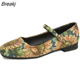 New Fashion Casual Print Buckle Women Flat Shoes Handmade Loafers Retro Ethnic Shoes Ladies Flat Shoes Large