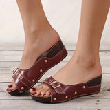 Heel Sandals Women's 2023 Summer New Metal Buckle Willow Nails Fish Mouth Roman Outdoor Beach Comfortable