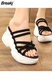 Shoes Lady Slippers Soft Slipers Women Slides Platform Fashion Flock Comfort 2023 Flat Luxury PU Super House