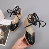 Women Wedges Sandals Ankle Strap Woman Espadrilles Narrow Band Closed Toe Female Summer Shoes Ladies Platform Sandal New