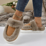 Design Luxury Winter Fur Slippers Women Indoor Outdoor Warm Plush Slippers Woman Comfort Non Slip House Shoes Plus Size