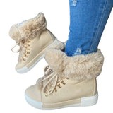 Breakj Short-Haired Long Hairy Leather Snow Boots Women's Wind Plus Thick