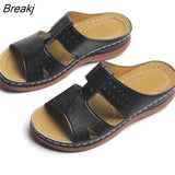 Women 2023 New Summer Wedge Platform Orthopedics Sandals Retro Rome Peep Toe Breathable Beach Ladies Shoes