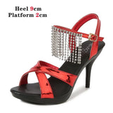 Summer New Women Shoes Diamonds Sexy Sandals Female Party Shoes Point Toe Runway High Heels Platform Thin Heels