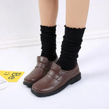 New Round-Headed Uniform Shoes College Style Lolita Black And Brown JK Women's Flat Heel Comfortable Leather