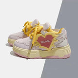 Cute Womens Sneakers Love Heart Bread Platform Designer Fashion Shoes Breathable Sports Casual Student New Footwear