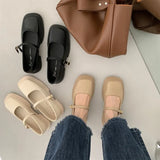 Design Shoes Women Casual Thick Sole Heels Ankle Buckle Shoes Elegant Ladies Shallow Single Platform