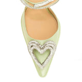Breakj New Pointed Love Water Diamond One Word Buckle Waterproof Platform Thick Heel Super High Heel Show