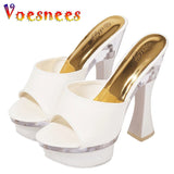 Women Slippers Sexy Super High Heel 14CM Waterproof Table Slippers Female Shoes Sandals Wedding Banquet Nightclub